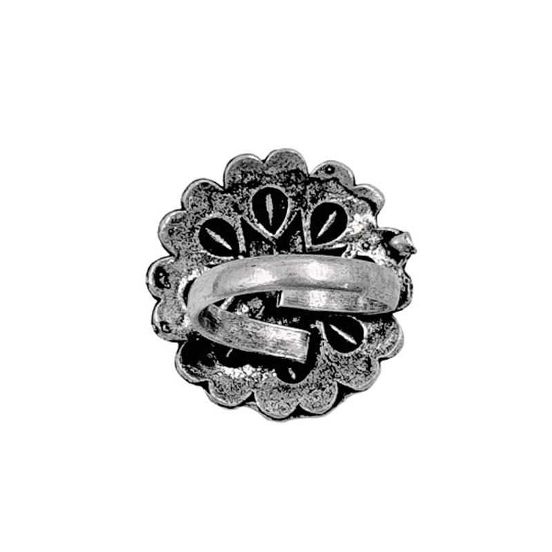 Silver-Plated Oxidised Adjustable Finger Ring